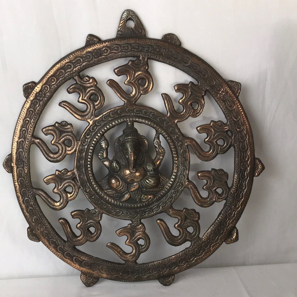 Metal bronzed rustic  color Ganesh wall hanging decoration